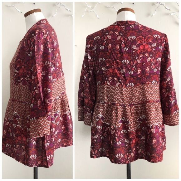 Anthropologie Ranna Gill red floral short tunic - Picture 5 of 6